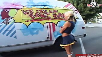 Tiny Blonde Cheerleader Gets Picked Up For Some Steamy Action