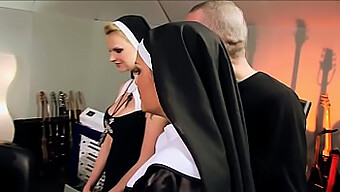 Seductive nuns indulge in hardcore group sex