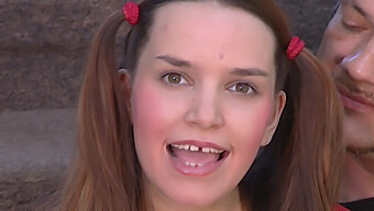 A Young Girl With Big Natural Breasts And A Gap-Toothed Smile Experiences Her First Big Penis In A Doggy Style Position