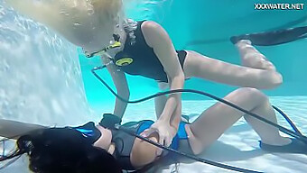 Underwater Hungarian Lesbians Farkas And Vodichkina Indulge In Poolside Pleasures