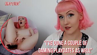 A Hot Pink-Haired Girl With Big Boobs Masturbates While Watching