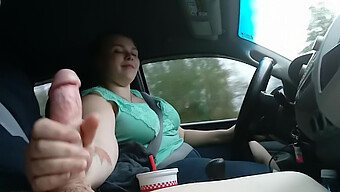 Public Deepthroat And Cumshot In A Car With A Chubby Brunette