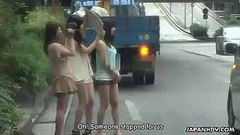 Uninhibited Japanese Teenagers Shiori, Nozomi, And Yuuko Engage In Car Sex