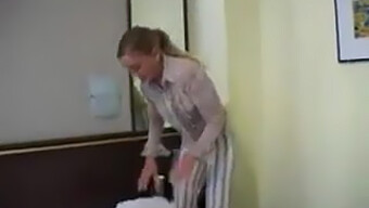 Maid Serves Perfectly Against A Sturdy Wall