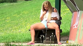 Blonde'S Panties Drenched In Public Urination For Voyeuristic Pleasure!