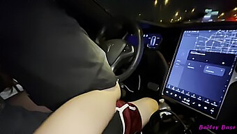 Bailey Base, The Attractive Young Teen, Engages In Passionate Intercourse With Her Tinder Match Inside His Luxurious Tesla Vehicle, Captured In Stunning 4k Quality