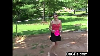 Young Blonde Girl Flaunts Her Body To Gain An Advantage In A Game