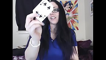 A Shy Girl'S Solo Strip Show While Playing Cards At Home